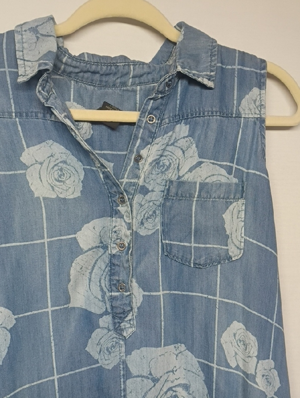 Grace Elements Blue Floral High-Low Chambray Dress - Picture 4 of 8